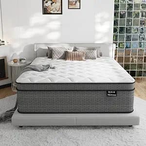 Queen Mattress, 14 Inch Hybrid Queen Size Mattresses in a Box, Medium Firm Memory Foam Mattress with Individual Pocket Spring for Pressure Relief, Quiet Sleep, CertiPUR-US