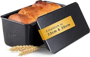 Premium Bread Baking Mould with Lid - Extra High Loaf Tin, Carbon Steel Toast Bread Baking Mould with Non-Stick Coating, Bread Baking Accessories, Heat Resistant up to 260°C (23 x 11 x 10