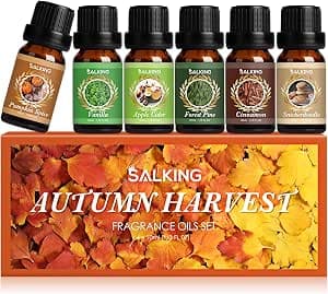 SALKING Autumn Essential Oils, Fall Premium Fragrance Gift Set, 6x10ml Scented Oils for Candle & Soap Making - Cinnamon, Pumpkin Spice, Apple Cider, Vanilla, Forest Pine, Snickerdoodle