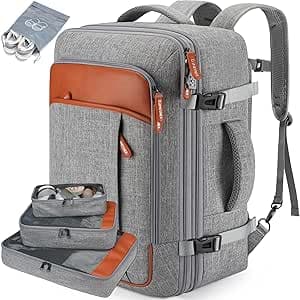 Travel Laptop Backpack,42L Carry on Luggage, Flight Approved Expandable Backpack,Business Anti Theft Weekender Bags for Women Men, Water Resistant Expandable Backpacks With 4 Packing Cubes