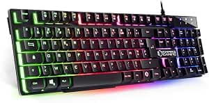 EMPIRE GAMING - New K300 (AZERTY) Gamer Keyboard - 105 Semi-Mechanical Keys - RGB LED Backlight - 19 Keys Anti-Ghosting - 12 Multimedia Shortcuts - Wired USB