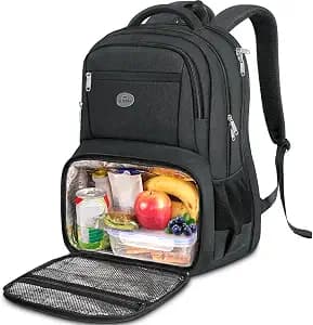 MATEIN Lunch Backpack for Men Work, Sturdy 17 Inch Laptop Backpack with Lunch Compartment, Water Resistant Work Bag with Padded Straps, Anti Theft Computer Back Pack for Office Commute College