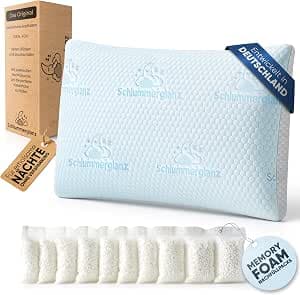 Memory Foam Neck Pillow - Pillow 40 x 80 cm Height Adjustable - Ergonomic Orthopaedic Pillow Neck Pain Back and Side Sleeper - Premium Filling Anti Snoring - Find Right Height