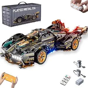 1314pc 1:14 Scale RC Supercar Kit | APP & Remote Control, LED Lights, STEM Toy for Ages 10+ | Build Your Dream Car