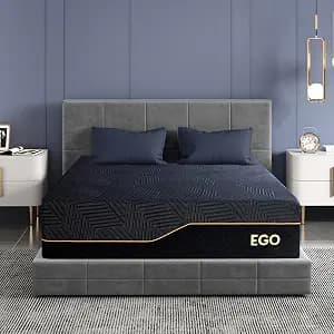 EGOHOME 14 Inch King Size Memory Foam Mattress for Back Pain, Cooling Copper Gel Bed in a Box, Foam Made in USA, CertiPUR-US Certified, Therapeutic Medium Firm, 76x80x14 Black