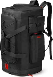 Men's Travel Bag 70L Large Week-End/Sports Backpack with Shoe Compartment, Black, L