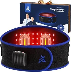 BOB AND BRAD ThermoRed Heating Pad Belt Massager for Lower Back Support, FSA Cordless Wearable Near Infrared Heat & Red Light Lumbar Back Wrap with Adjustable Vibration HSA Eligible, Gift for Family
