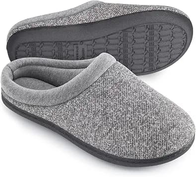 HomeTop Women's Knit Memory Foam Slippers Warm Soft House Shoes with Anti-slip Sole