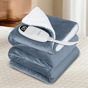 Electric Heated Blanket with Auto Off Function Heated Throw Blanket 200x180cm with 9 Heat Levels and 10 Auto Off Timers Overheat Protection Electric Snuggle Blanket for Sofa Machine Washable