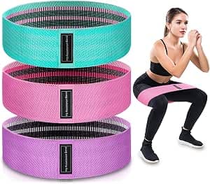 Resistance Bands, 3 Levels Fabric Exercise Bands for Working Out, Workout Bands Resistance for Women & Men, Multi-Colored Fabric Booty Bands for Leg Strength Training, Rehab, Yoga