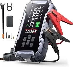 Jump Starter Power Bank for Cars with Compressor 160 PSI, ANFLAG 7000 A 26800 mAh Car Jump Starter Power Bank for All Petrol and 12.0 L Diesel Engine, Starter Power Bank with Jump Cable, LED Light