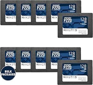 Patriot P220 128GB Internal SSD - SATA 3 2.5" - Solid State Drive Bulk 10 Pack - P220S128G2510B