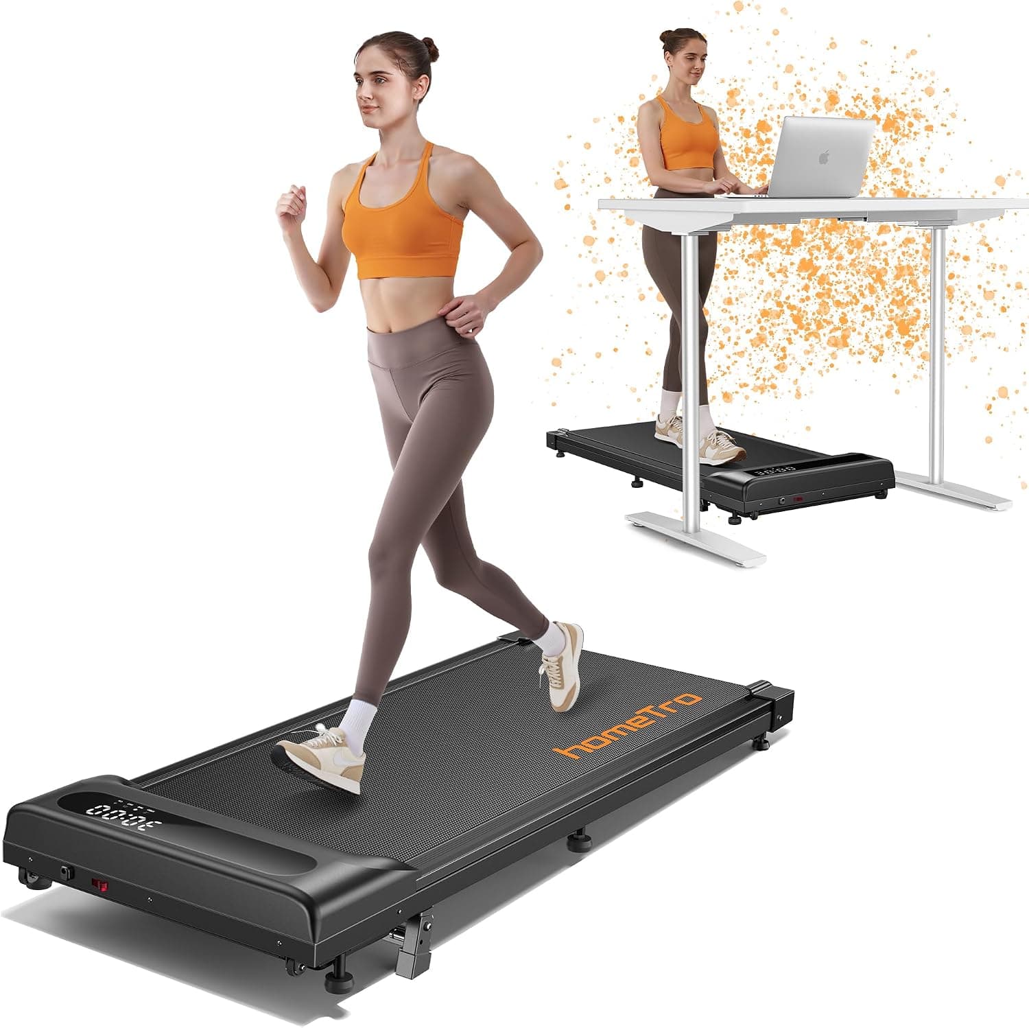 Walking Pad with Incline 9% - Compact Treadmill 1-8 km/h for Office and Home, Portable and Easy to Move, App Control & Remote Control (with Break), Assembly-Free, Space-saving, with LED Display