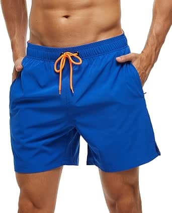 Arcweg Swimming Trunks for Men with Zip Pocket, Breathable, Water-Repellent, Swimming Shorts, Men's Training Shorts, Elasticated, Adjustable with Drawstring, Mesh Lining