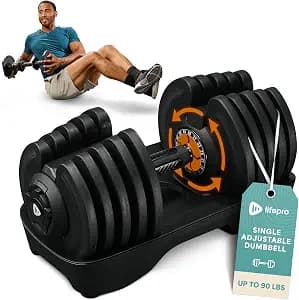 Lifepro Adjustable Dumbbells Set – 15lb, 25lb Pair or 43lb, 55lb & 90lb Single – Quick Adjustment, Anti Slip Handle – Space Saving & Strength Training Weights for Home Gym Exercise & Fitness