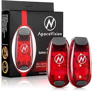Apace Vision LED Safety Light (2 Pack) with Bonus Items – Clip On Strobe/Running Lights for Runners, Dogs, Bikes, Walking and More
