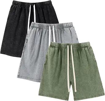 Arssm Mens Sweat Shorts Cotton Acid Wash Shorts | Athletic Vintage Shorts, Baggy Sweat Shorts, Cotton, Running, Gym Shorts, Drawstring Shorts with Pockets
