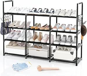 4 Tier Shoe Rack, Wide Shoe Racks,Holds 24-30 Pairs of Shoes,Shoes Rack for Closet,Show Rack