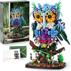 JOJO&Peach Floral Owl Toy Building Sets for Girls, MOC Flower & Animal Collectible Home Decor and Office Art, Mother's Day Birthday Gifts Toys for Women Adults and Teens Age 8 10 12 14+ (1193 Pieces)