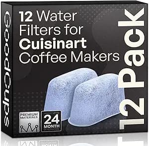 12 Pack Water Filters for Cuisinart Coffee Makers by GoodCups - Replacement Charcoal Water Filters - Fits All Cuisinart Coffee Machines