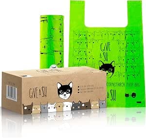 Certified Home Compostable Cat Litter Bags For Poop - 10% to Charity - Cornstarch-Based - For Cleaning Up Litter Trays - NF T51-800 Compliant - 30 Extra Large Disposable Bags