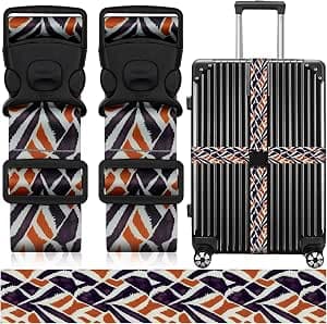 Luggage Straps for Suitcases, Travel Adjustable Belt with Quick Release Buckle, Heavy Duty Nylon Bag Packing Strap, Unique Bright Identifiers Business Travel Accessories (2 Pack)-Roads