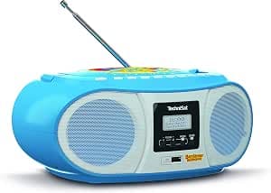 TechniSat Digitradio 1990 Benjamin Blümchen Edition - Stereo Boombox with DAB+/FM Radio and CD Player (Bluetooth Audio Streaming, Headphone Jack, USB, Charging Function, AUX In, Carry Handle, 3 W) Blue