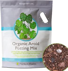 Organic Aroid Potting Mix by Perfect Plants | Chunky Gardening Soil for Tropical Indoor House Plants | Pine Bark Chips and Mycorrhizae (8qt)