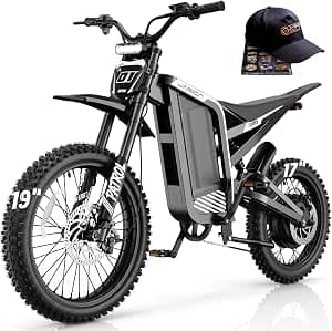 Jasion Patrol 52 Electric Dirt Bike for Adults&Teens,4000W Peak 40MPH Electric Bike with 52V 30AH 1560Wh Battery E Dirt Bike,50-Mile Range,19''/17''Off-Road Tires,Full Hydraulic Brakes&Dual Suspension