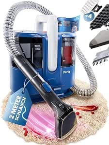 Percy Wet Dry Vacuum Cleaner - 600 W Wet Vacuum Upholstery Cleaner Device - Carpet Cleaning Device with 4 Adapters for Sofa, Upholstery & Windows - Carpet Cleaner Device with 1.5 Litre Tank