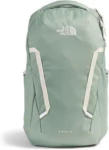 The North Face Women's Vault Everyday Laptop Backpack - Commuter Travel Bag, Water-Repellent, Spacious Main Compartment, Slate Moss/White Dune, One Size
