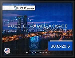 ArtToFrames 38.6x29.5 INCH/98x75 CM Black Frame for 2000 Piece Puzzles.This 1.25 Inch Custom MDF Puzzle Frame is Black - Comes with Economy Acrylic (PuzzleFRBW26079-38.6x29.5)