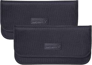 Faraday Bag, Wisdompro 2 Pcs Cell Phone Signal Blocking Bags, RFID Blocker Cage, Car Key Fob Protector, Privacy Protection Case, Anti Spying & Anti Tracking Pouch - Black