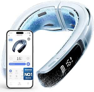 RANVOO AICE LITE MAX 2026 Real AC Cold Blast [No.1 Coolest & Most Durable] AI Neck Air Conditioner, Best Immersive Neck Cooler, 6000 mAh Rechargeable Neck Fan Blow Cold Air, Gifts for Mom, Icy White