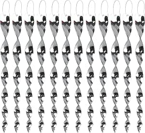 Bird Scare Rods Silver Hanging Plastic Bird Deterrent Device, Wind Driven Rotation Reflective Scare Rods to Keep Birds Away from House Windows Outdoor Garden Yard 12Pcs