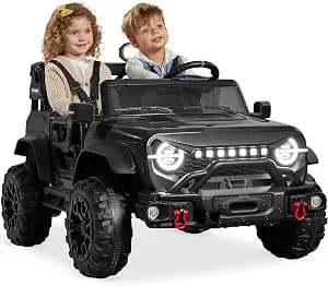 Best Choice Products Kids 24V 2-Seater Electric Ride On Car Truck w/ 132lb Weight Capacity, Parent Control, Bluetooth, LED Lights - Black