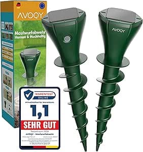 Maulwurf Vertreiber Solar [2er Pack] – Ultraschall & Vibrations Maulwurfschreck gegen Maulwürfe und Wühlmäuse, IP65 Wasserdicht, Wetterfest & Tierfreundlich für Garten und Rasen
