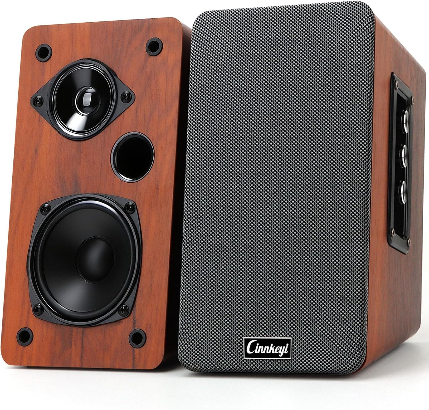 50W Wooden Shelf Speaker, Active 2.0 Computer Speaker, Bluetooth, RCA, AUX (3.5 mm), USB Inputs, Powerful Bass PC Speaker for TV, Laptop, Turntable