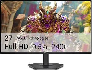 Dell 27 240Hz Gaming Monitor - SE2726HG - 27-inch FHD (1920x1080) 240Hz Display, in-Plane Switching (IPS) Technology, AMD FreeSync Premium, TÜV 3-Star, 2X HDMI, DisplayPort 1.4, Tilt
