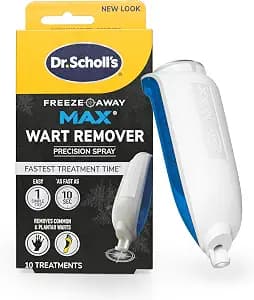 Dr. Scholl's Freeze Away MAX Wart Remover, 10 Treatments - As Fast As 10 Seconds to Treat Warts, Removes Common Warts & Plantar Warts on Hands & Feet, Easy to Use Precision Spray for Wart Removal
