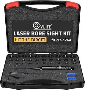 CVLIFE Professional Laser Bore Sight Kit with 32 Adapters fit 0.17 to 12GA Calibers, Bright Bore Sighter Laser with Button Switch, Powerful Support for Hunting