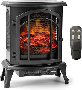 24" Electric Fireplace Heater Stove - Infrared Heater with Realistic LED 3D Flames and Remote Contro, Fire Place Electric, Fake Freestanding Fireplace for Indoor Use, Timer, 750 | 1500W