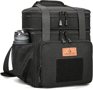HSHRISH Expandable Large Tactical Lunch Box for Adults, Durable Insulated Lunch Bag with Lots of Storage Space, Cooler Bag for Men Women Work Outdoor Picnic Trip, 16 L, Black