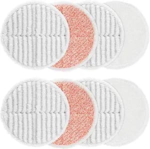 8 Pack Mop Pads Replacement Compatible with Bissell Spinwave 2124, 2039A, 2307, 23157, 23159, 20393, 20399 Hard Floor Spin Mop, 2 Soft Pads, 4 Scrubby Pads, 2 Heavy Scrub Pads
