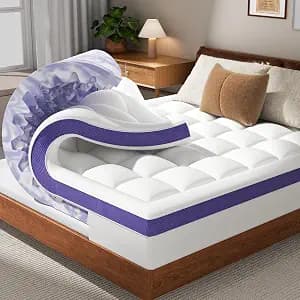 Dual Layer 4 Inch Memory Foam Mattress Topper Twin - 2 Inch Gel Memory Foam and 2 Inch Pillow Top Mattress Pad, 7-Zone Egg Crate Twin Size Mattress Topper