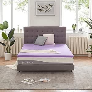 SINWEEK 1.5 Inch Gel Memory Foam Mattress Topper Ventilated Soft Pressure Relieve Mattress Pad, Breathable Bed Topper, CertiPUR-US Certified, Queen Size
