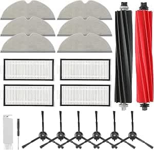 VIEWALL Pack of 20 accessories for Roborock Q5 Pro/Q5 Pro+/Q8 Max+/Q8 Max vacuum cleaner, 2 main brushes, 4 HEPA filters, 6 wipes, 6 side brushes, 1 brush, 1 screwdriver replacement part set