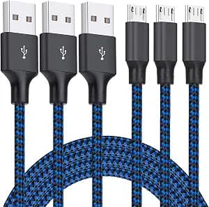 Micro USB Cable, 3Pack 10FT Android Charger Cable Long Nylon Braided Sync and Fast Charging Cord Compatible with Samsung Galaxy S7 S6 Edge, Android Smartphones, Tablets and More