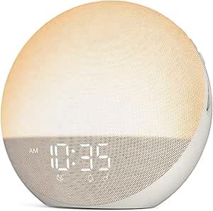Acedeck Sunrise Alarm Clock White Noise Machine: Natural Wake Up Light | Dimmable Clock with Bluetooth Speaker for Bedroom - 25 Sleep Sounds for Baby Adults Kids Putty