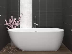 ANZZI Freestanding Tub 67”, Soaker Tub, Acrylic Center Drain, Luxury Spacious, Deep Soaker Bathtub with Overflow and Drain, Modern Slip-Resistant Floor (FT-AZ401)